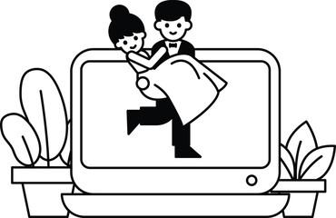 A man and woman are holding hands and the man is carrying the woman