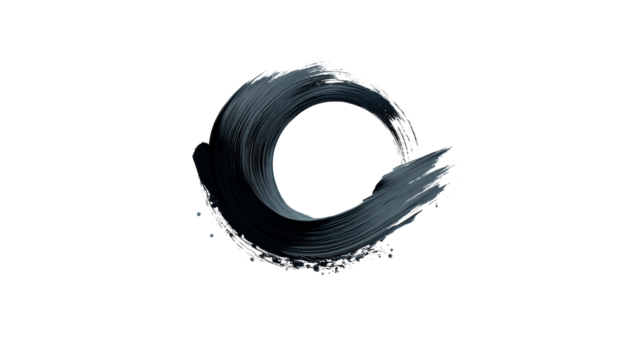 Dark Ink Brush Stroke Circle on White