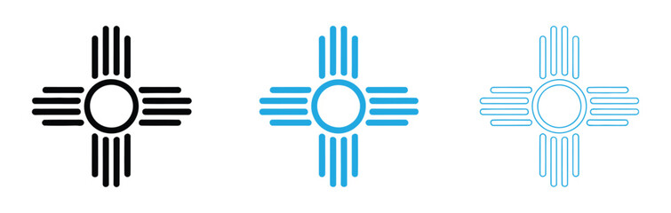 Obraz premium Zia symbols set. Antient Native Americans sign vector isolated icon. New Mexico state logo.