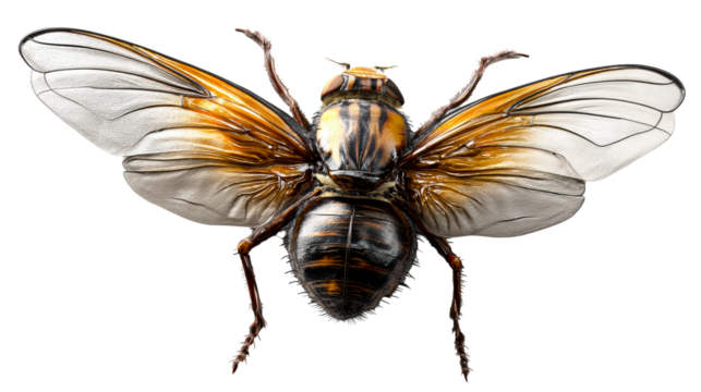 Detailed Fly Insect Wing and Body Close-up
