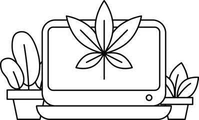 A computer monitor with a leaf on it