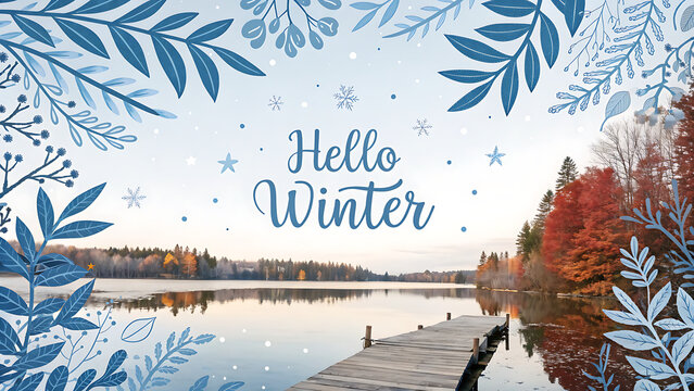 winter landscape with snow and trees - Powered by Adobe