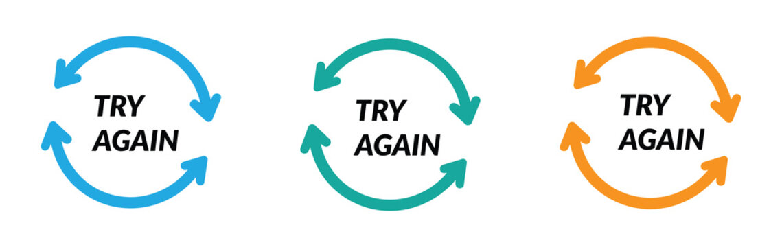 Try again text vector signs set. Persistence and determination concept designs