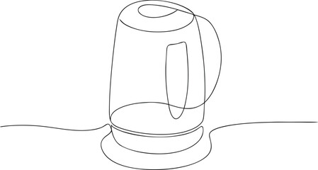 Single line drawing of an electric kettle kitchen appliance