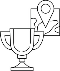 A trophy is shown with a map and a compass