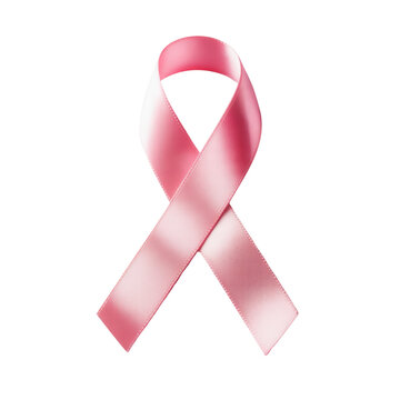 Satin Pink Ribbon Bow on White Background