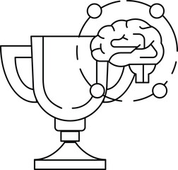 A brain is shown in a cup, with a trophy in the background