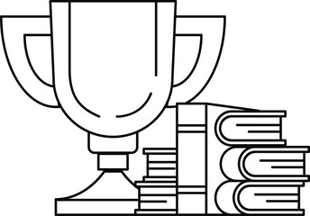 A trophy is placed on top of a stack of books