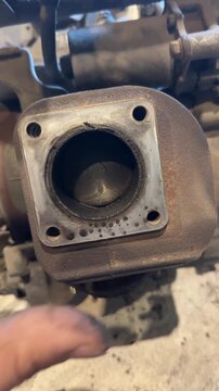 burnt rings in a two-stroke scooter cylinder. High quality 4k footage