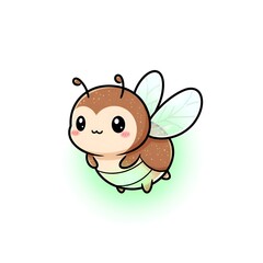 Obraz premium Cute Cartoon Small Firefly Glowing