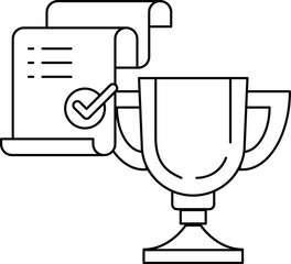 A paper with a check mark on it and a trophy