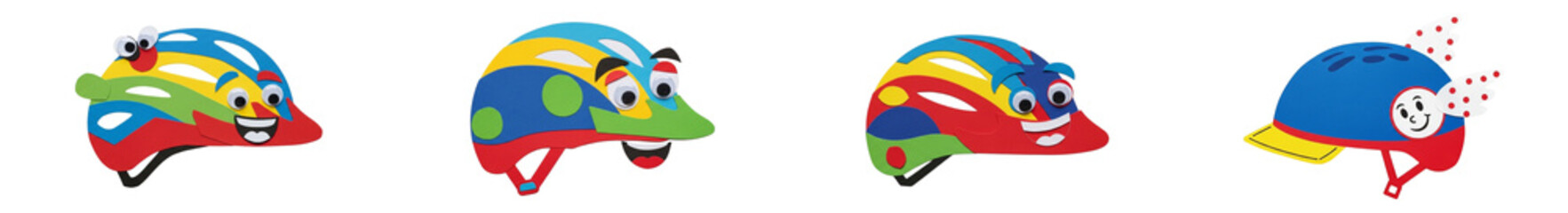 Colorful applique bicycle helmet isolated