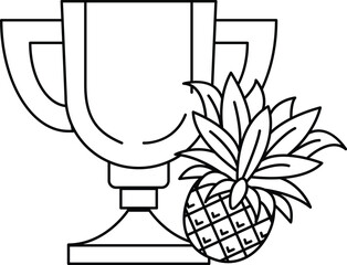 A cup with a pineapple on top of it