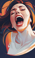 Portrait of a beautiful screaming woman