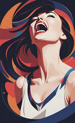Portrait of a beautiful screaming woman
