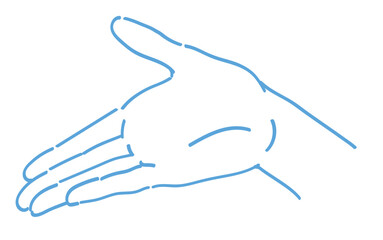 手のジェスチャーのイラスト。どうぞのポーズ。ベクターイラスト素材。