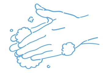 手のジェスチャーのイラスト。手を洗う。ベクターイラスト素材。