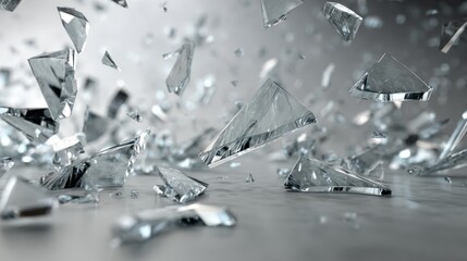 Shattered glass pieces