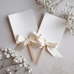 Minimalist Wedding Fans with Ribbon Bows and Florals