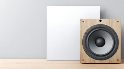 Wooden speaker against white background