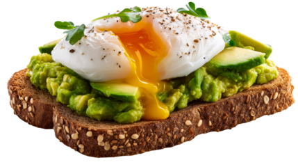 Avocado toast with perfectly poached egg and greens
