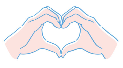 手のジェスチャーのイラスト。ハートを作る。ベクターイラスト素材。