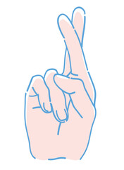 手のジェスチャーのイラスト。グッドラック。ベクターイラスト素材。