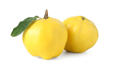 Fresh ripe quince fruits isolated on white