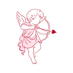 Cupid with heart arrow  coquette Valentine design