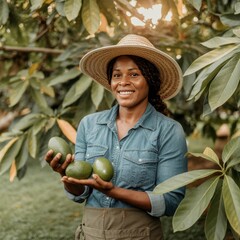 Portrait of a Black Woman Farmer With Avocados