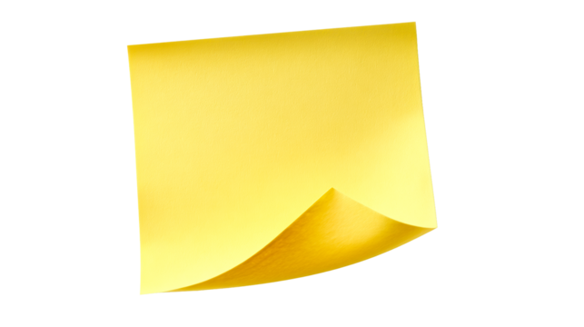 Yellow paper note with curled corner