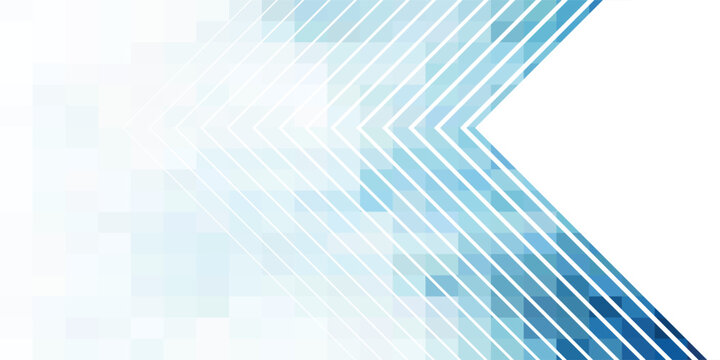 Abstract blue geometric background with chevron lines and a pixelated texture.