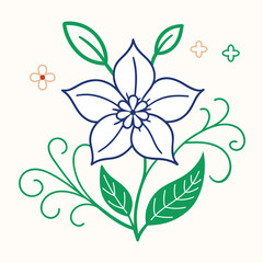 Elegant jasmine flower vector illustration, minimalist floral composition, soft pastel color palette, thin smooth line art, botanical style, white background, suitable for decorative pattern, high qua