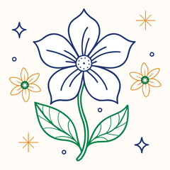 Elegant jasmine flower vector illustration, minimalist floral composition, soft pastel color palette, thin smooth line art, botanical style, white background, suitable for decorative pattern, high qua
