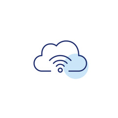 Cloud and wi-fi. Virtual data storage, file backup. Pixel perfect, editable stroke vector icon