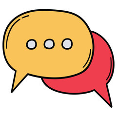 Hand-drawn cartoon chat icon on a white background.