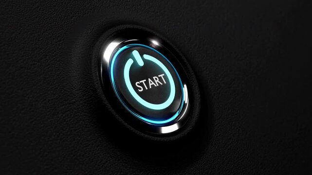Engine start button or start new year 2026 concept.Finger about to press car ignition button with the text start.happy new year 2026,start,strategy,plan,goal,go,power,new life,objective target concept
