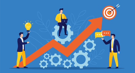 Business Growth Strategy and Success Achieving Goals with Teamwork and Innovation