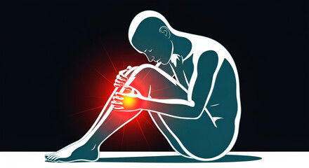 Person holding knee with pain injury ache
