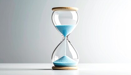 Hourglass with water instead of sand, flowing calmly, time and mindfulness concept 