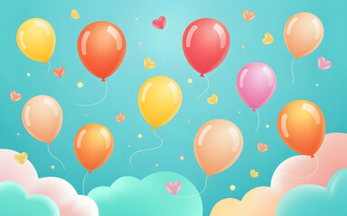 playful 2026 new year decoration with heart-shaped balloons and festive confetti