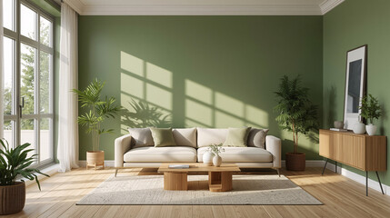 Luxury modern living room interior design with contemporary furniture like a sofa, chair, and table