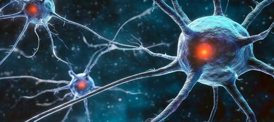 Abstract Art Depicting Neuron Connections and Neural Interfaces in Modern Medical Biology Education