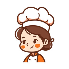 Cheerful cartoon child chef character in white hat and apron with happy smiling face ideal for kids cooking class or family restaurant branding