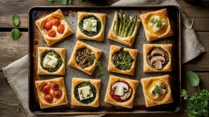 Top Down Rustic Puff Pastry Tart Assortment