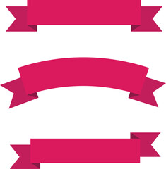 Three flat design pink ribbons or banners