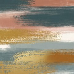 Horizontal Abstract Teal to Gold Brushstroke Gradient