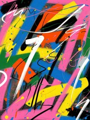 Vibrant Abstract Graffiti Explosion with Dynamic Brushwork