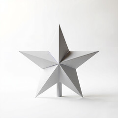 Obraz premium Geometric white star sculpture in minimalistic style on neutral background 
