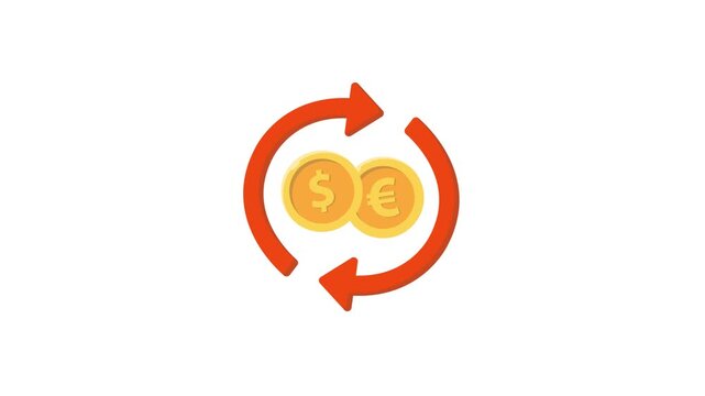 4k Dollar to Euro Exchange. Currency Exchange or Money Transaction Concept Animation Video